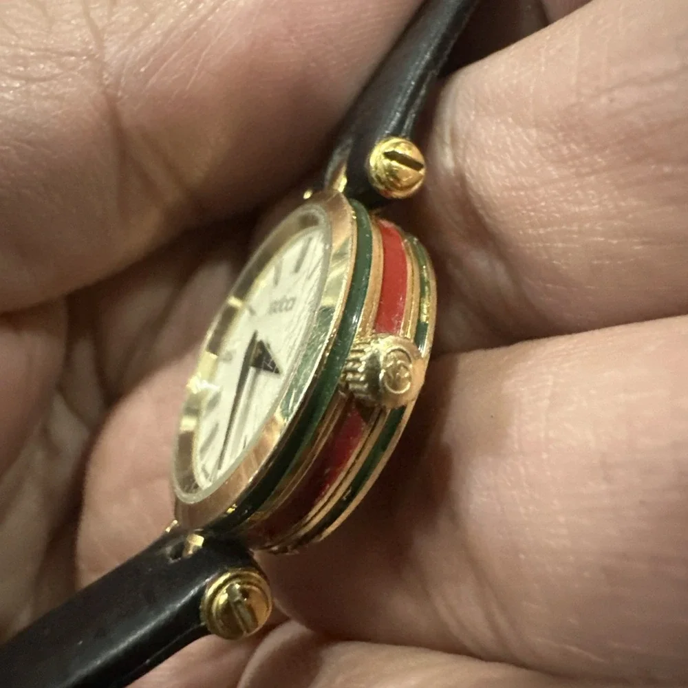 Vintage Authentic Gucci Swiss Made Ladies Watch Burgandi Sherry Line 22mm Repair